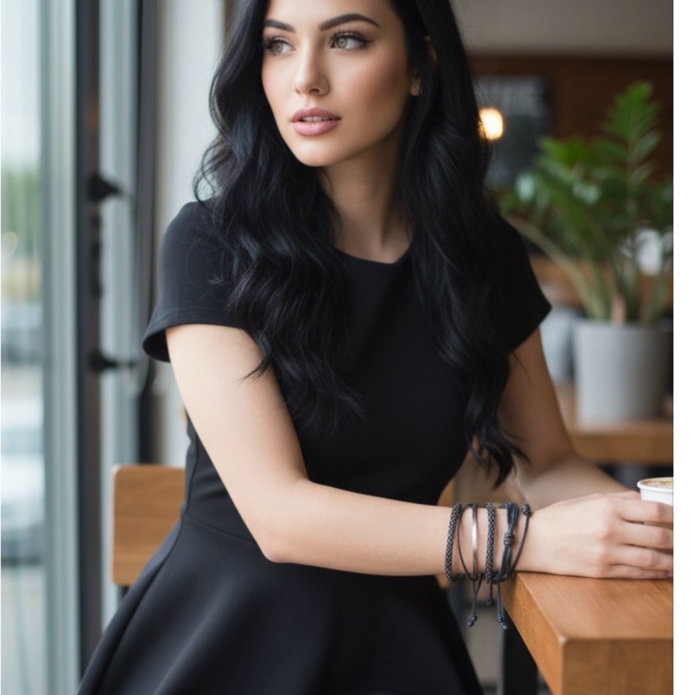 Black Bracelet Stack Set Boho Layered Bangles & A… - image 3